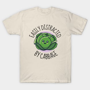 Easily Distracted By Cabbage Funny T-Shirt